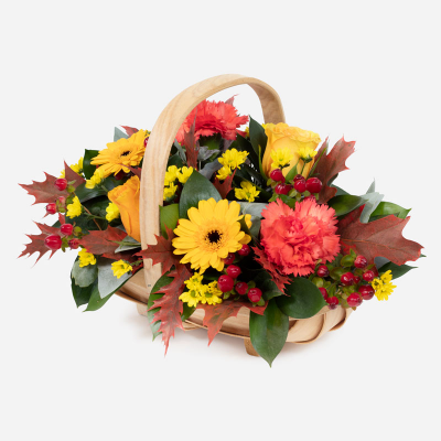 Autumn Hedgerow Basket - Leave a lasting impression this Autumn and send this beautiful basket filled with an array of wonderfully selected flowers, delicately arranged to create the perfect gift. 
